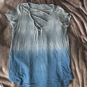 Ombré lace up t-shirt